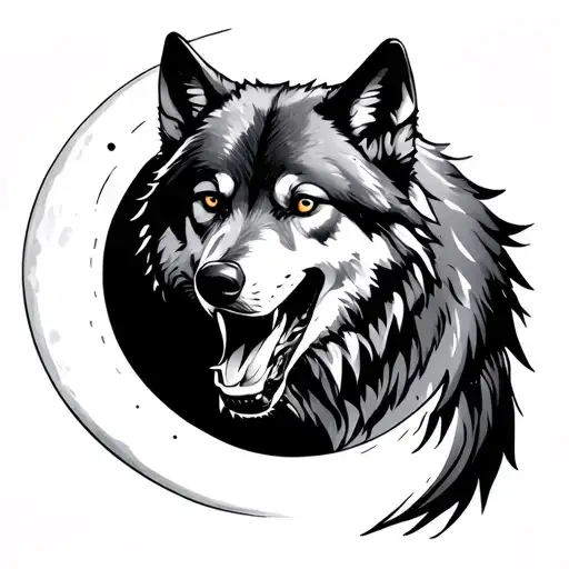 Wolf Biting Moon