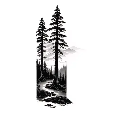 Dense Forest Landscape Tattoo Design
