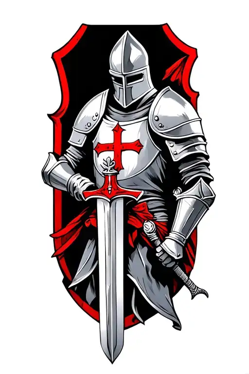 Knights Templar Armor Holding A Sword
