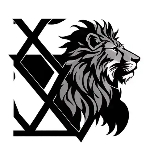 Star Of David With Lion Face Inside