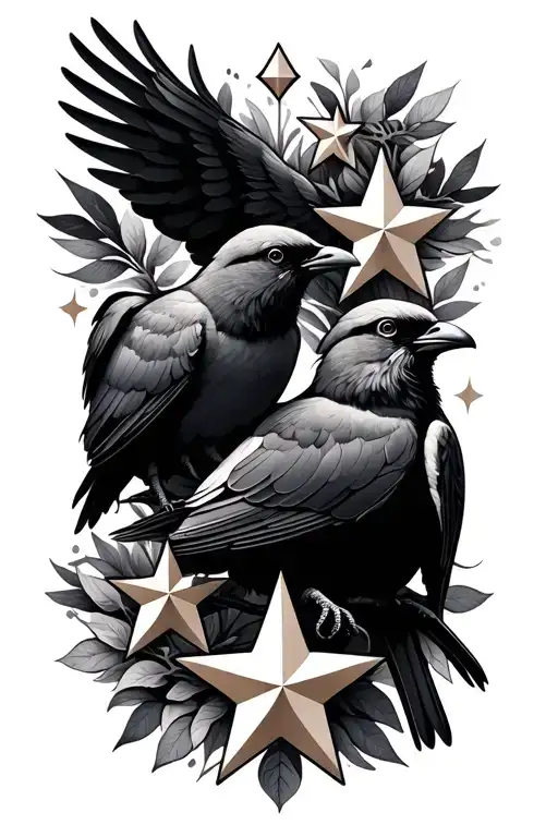 Four Stars And Birds