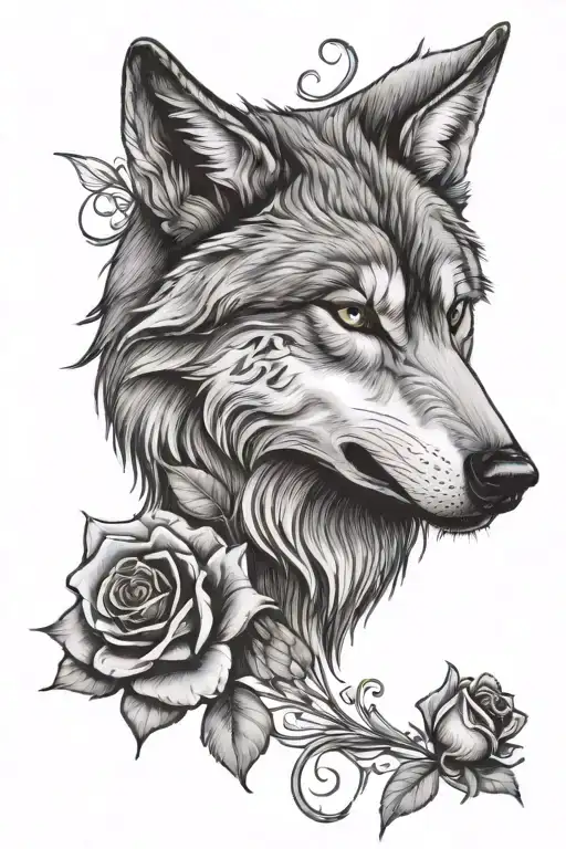 Wolf With Roses Agressive
