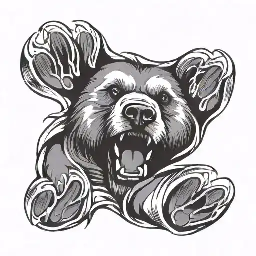 Bear Paw With Baby Footprint Inside