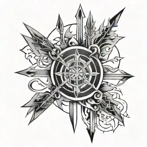 Guy How Toke Alot Of Arrows In Back Tattoo Design Inspired