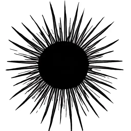 Sun Rays In Black Minimalistic On Rear Shoulder