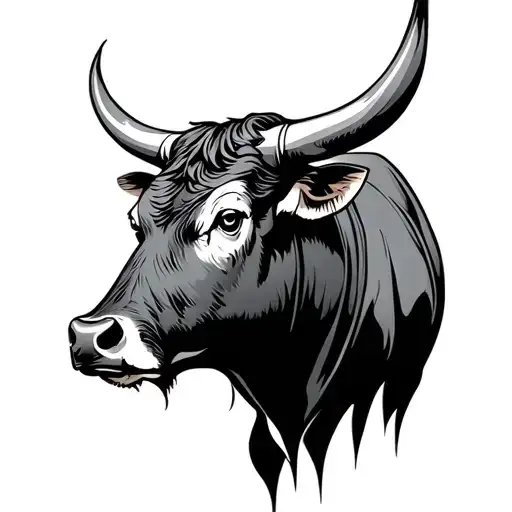 Bull Looking To The Side Profile