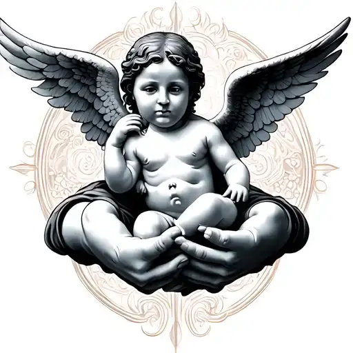 Gods Hands Holding Angel Baby