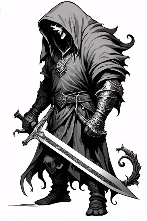 Demonic Warrior Hooded With A Sword