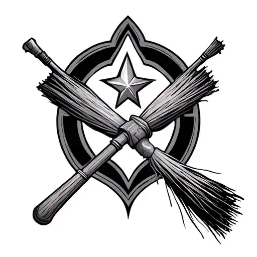 Broom And Star Wand Crossed