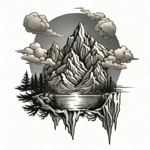 Mountain Peaks Edgy Tattoo Design