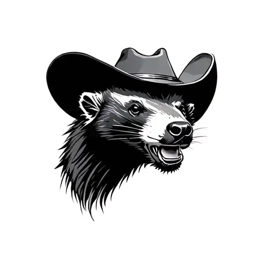 Honey Badger Wearing Cowboy Hat