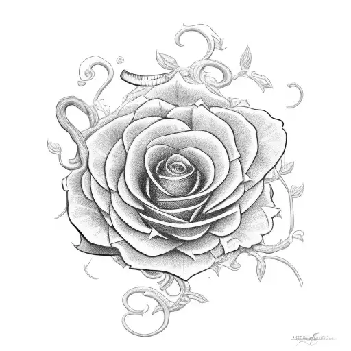 Sword Stabbing Through A Pansey Flower With A Vine Background