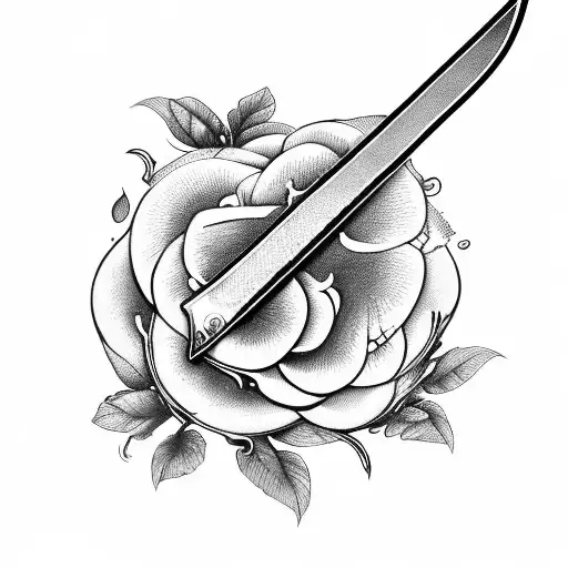 Sword Stabbing Through A Pansey Flower With A Vine Background