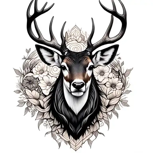 Deer With Gemini Elements Intertwined