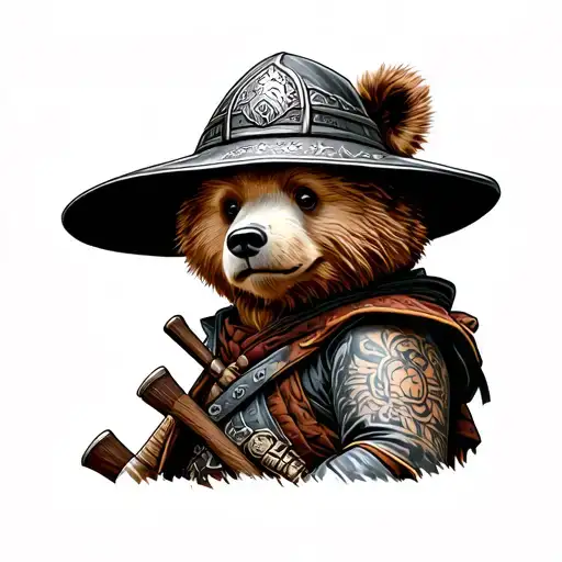 Paddington Bear Wearing A Samurai Warrior