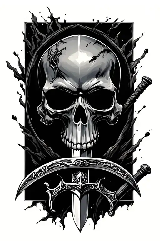 Skull With Sword Going Through