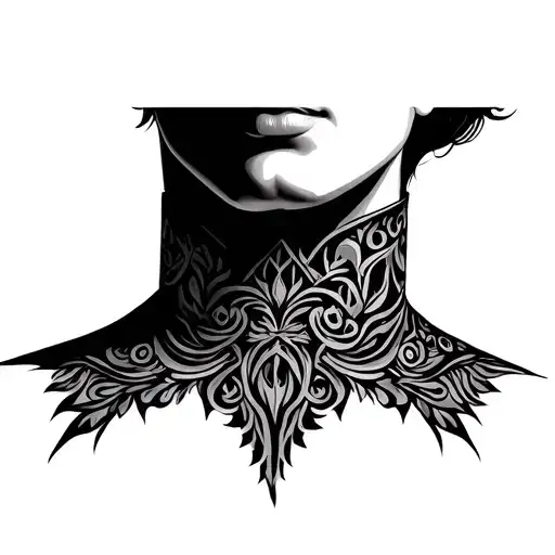Collar On The Neck Black Patterns