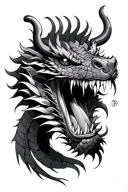 Dragon Head Tattoo Sketch Japan