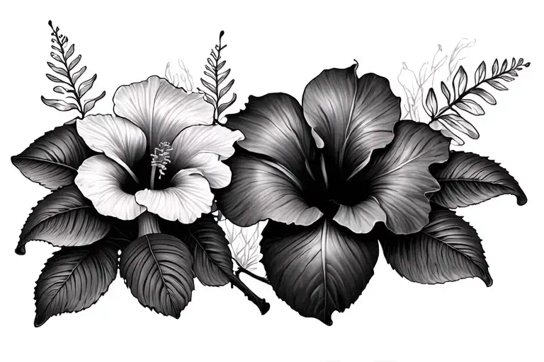 Hibiscus And Mushrooms Forest