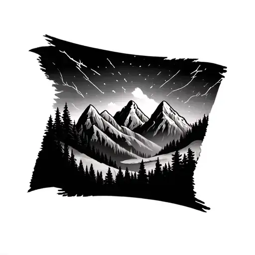 Mountains And Forest Scene