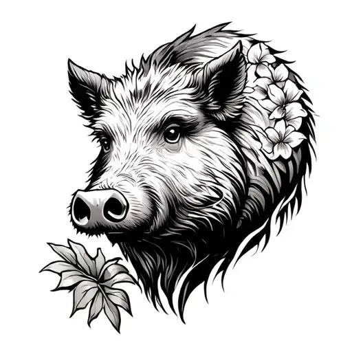 Boar Arm Half Sleeve Hawaiian Theme