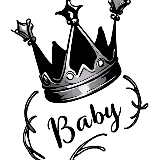 Small Feminine Crown With Little Baby Written Underneath In Cursive