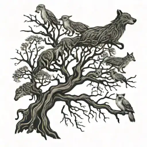 A Tree With Branches Shaped Like Different Animals