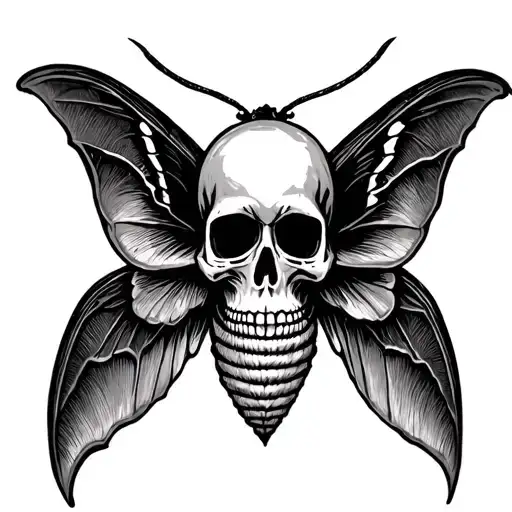 Moth With Skull In The Wing Of Moth