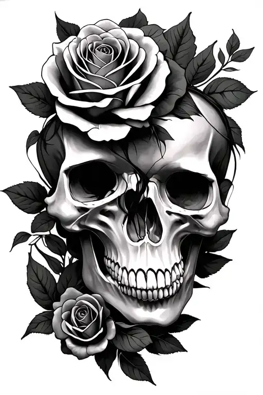 Him And Her Skull Roses Intertwined