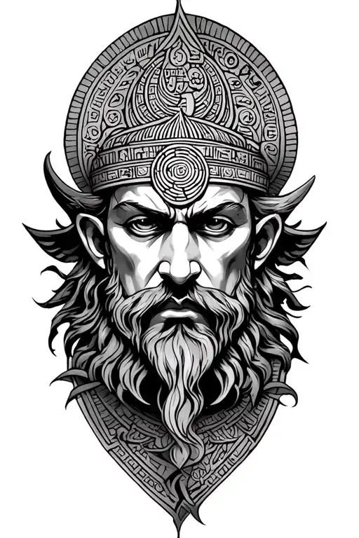 Enki With Ancient Sumerian Symbols