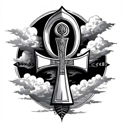 Egyptian Ankh With Clouds
