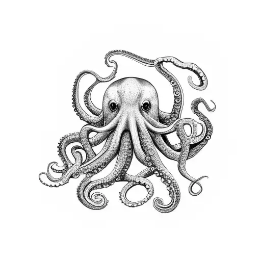 Octopus Swiming On Coral