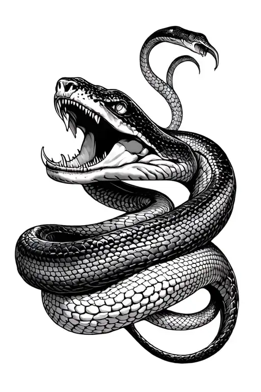 Snake Circling Leg With Open Mouth