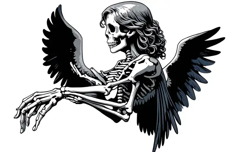 Angel Holding A Skeleton Hand Holding