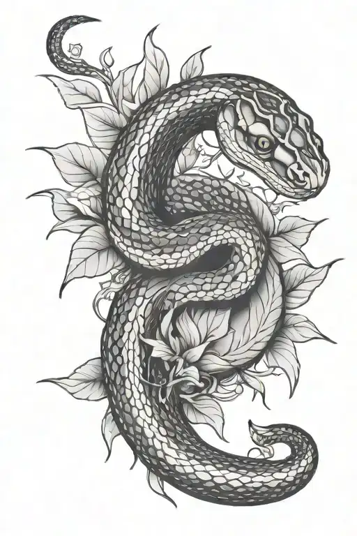 Snake Laying In A Bed Of Morning Glory