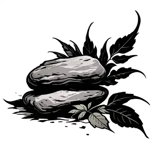 Wind Blowing With Stone And Leaf