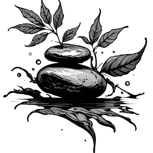 Stone And Leaf Blowing In Wind