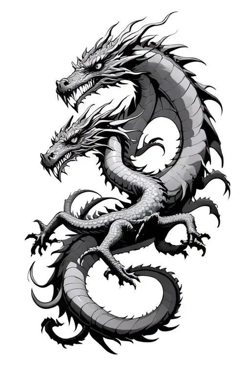 Hydra Dragon Fighting War Scene