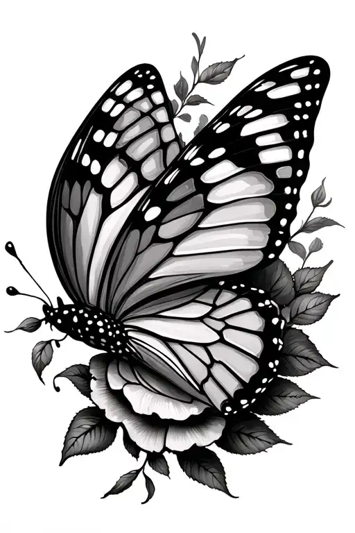 Butterfly On Rose Spine