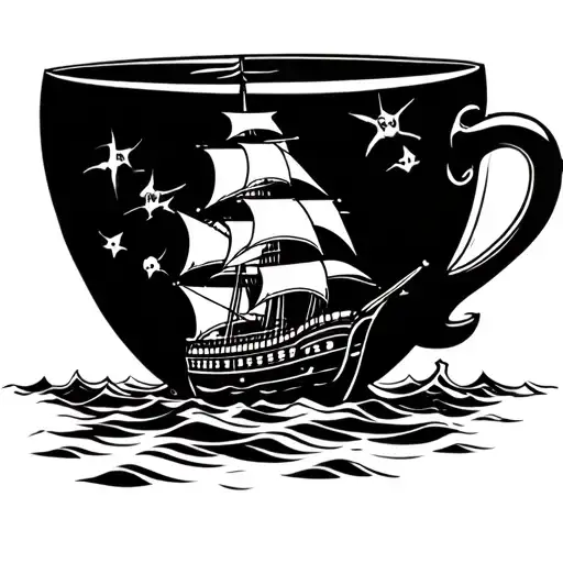 Coffee Cup Pirate Ship Sailing