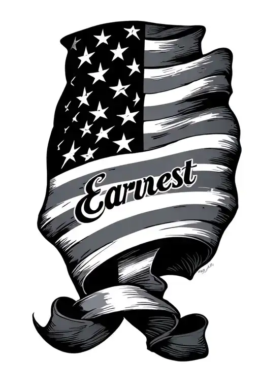 American Flag With The Word Earnest