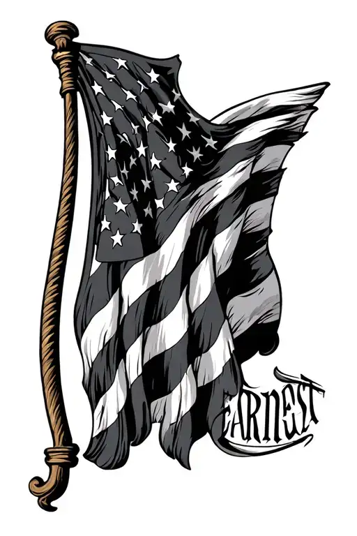 American Flag With The Word Earnest