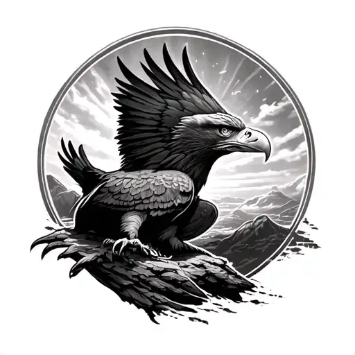 Eagle On The Brink Of A Circle