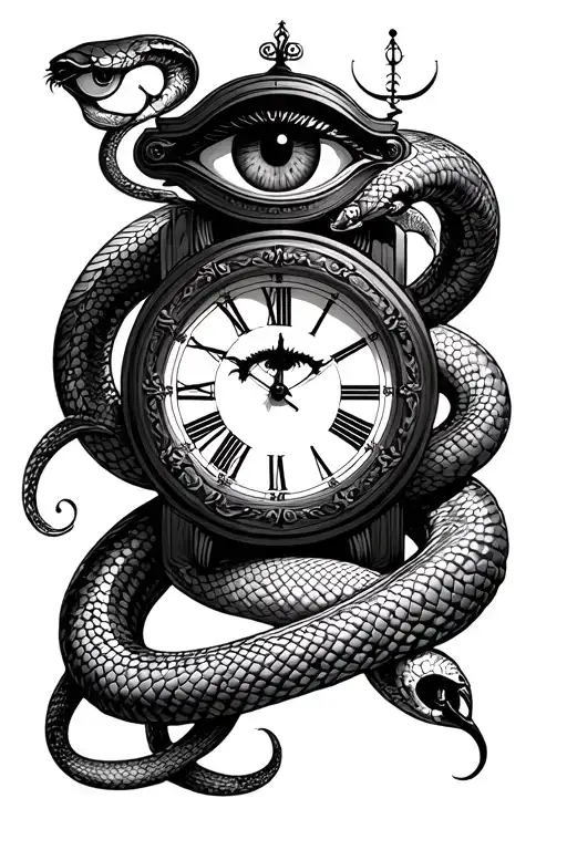 Clock And Eye Within Clock And Snake And Soemthing To Do With Noble Man