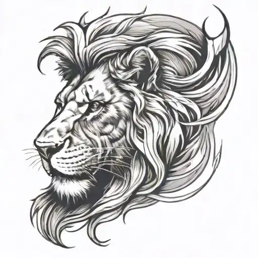 Fierce Lion Head Facing Forward