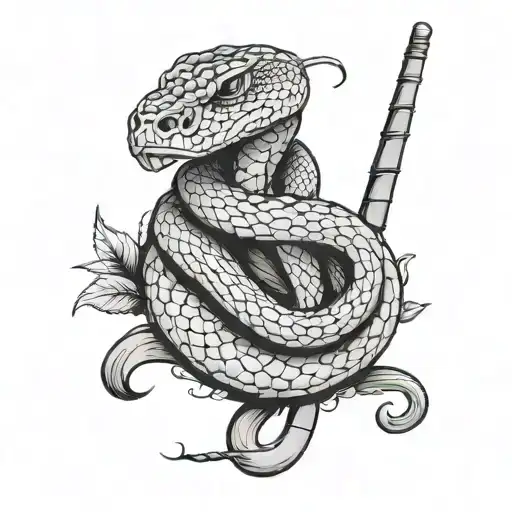 Snake Coiled Around A Drumstick