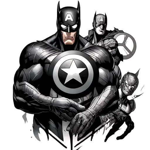 Marvel Superhero Heroes And Villains Logos Overlapping In A Sleeve