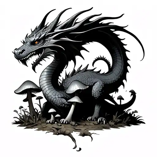 Dragon With Mushrooms Growing