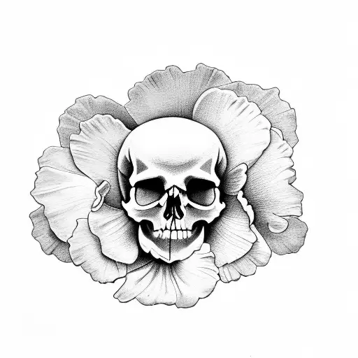 Pansies And A Skull