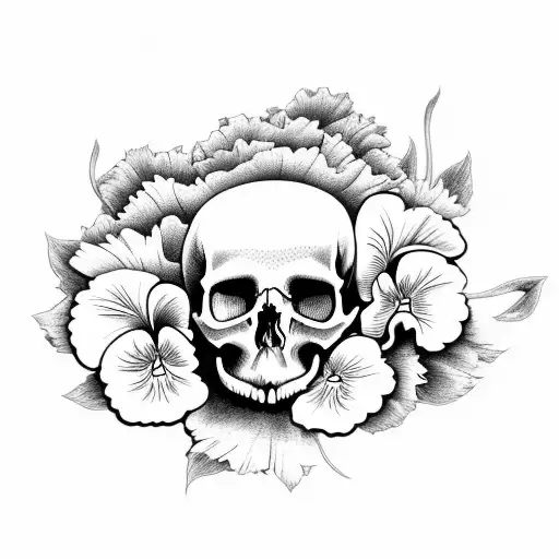 Pansies And A Skull